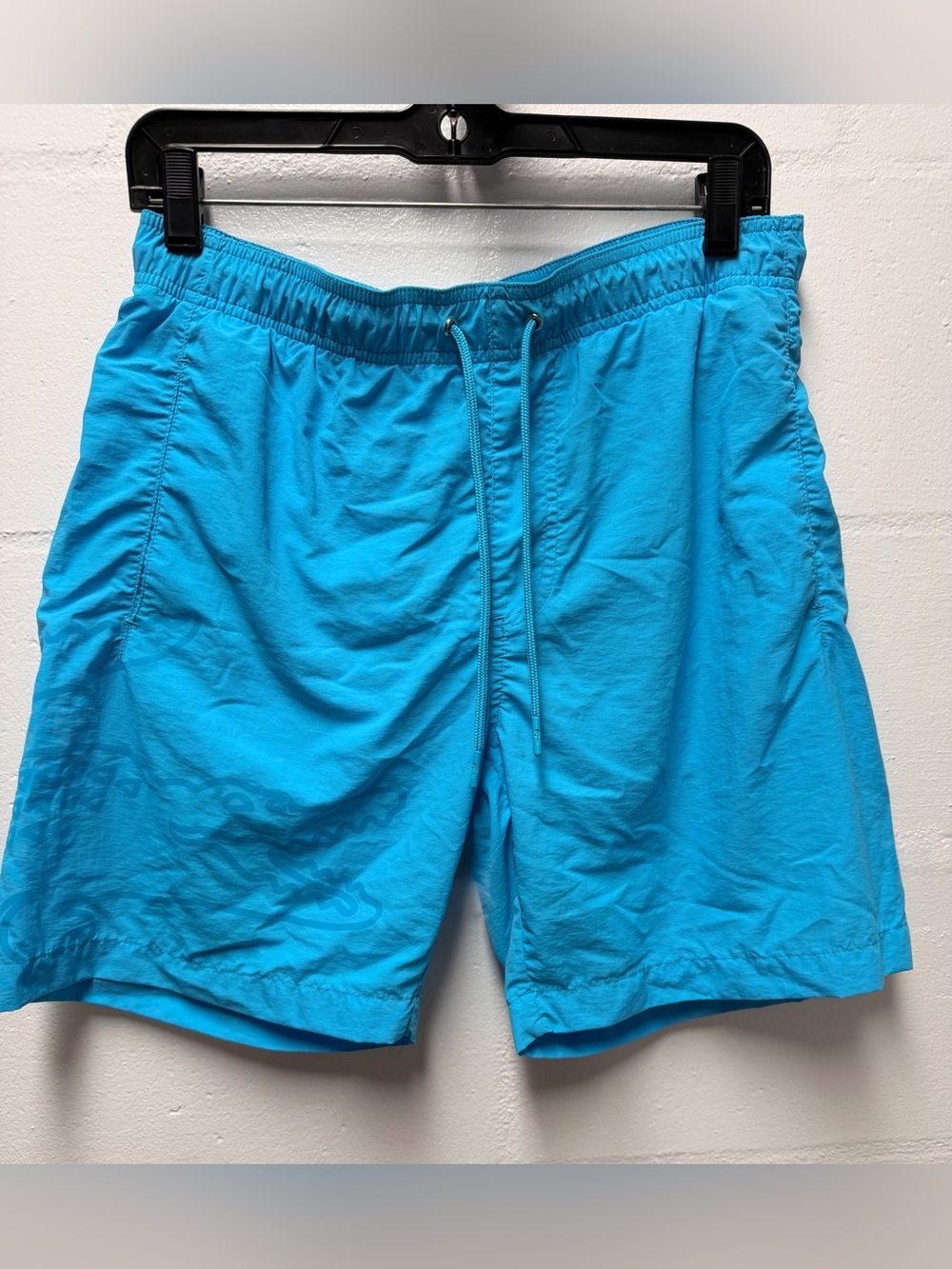Lacoste Men's Bright Aqua Blue Swim Trunks with Drawstring